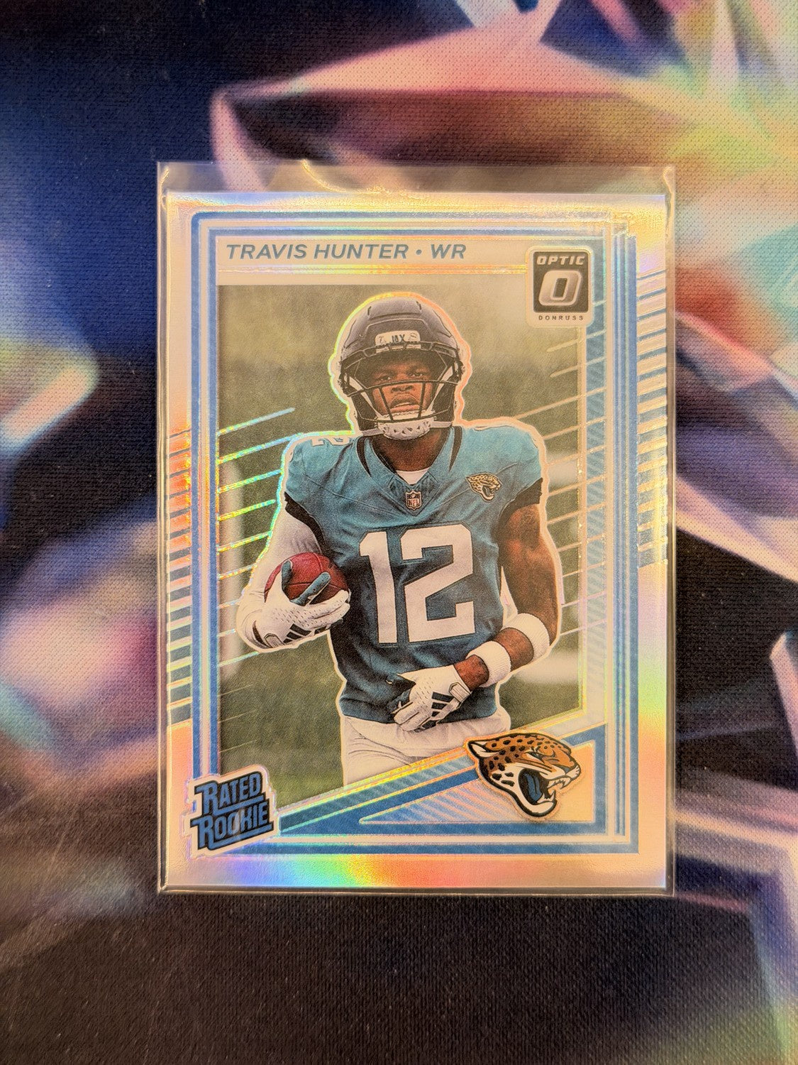 Travis Hunter Rated Rookie Holo Silver Prizm Front - 2025 Donruss Optic