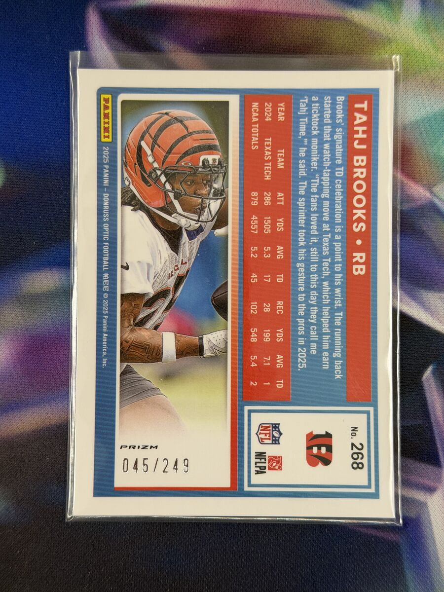Tahj Brooks Rated Rookie Blue Prizm Back - 2025 Donruss Optic