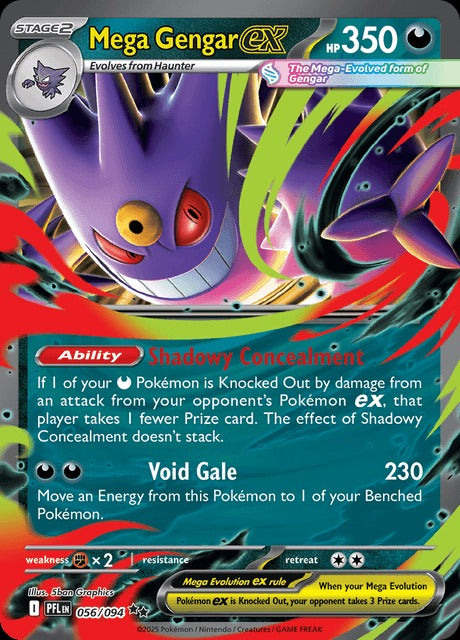 2025 Pokemon - Phantasmal Flames - Mega Gengar ex #56 -  PFL-EN - Raw Ungraded Card
