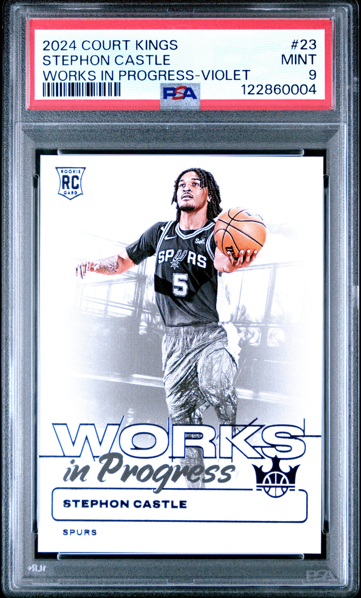 2024 Court Kings - Stephon Castle - Works in Progress Violet - Limited to /49 - #23 - PSA Graded Card