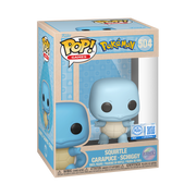 Funko Pop! vinyl figure of Squirtle in its packaging with Pokémon branding.