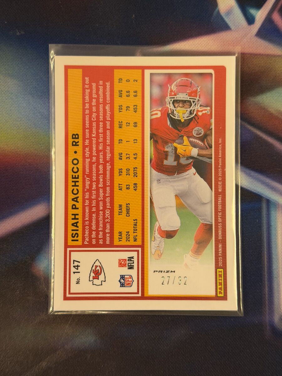 Isiah Pacheco Team Logo Prizm Back - 2025 Donruss Optic