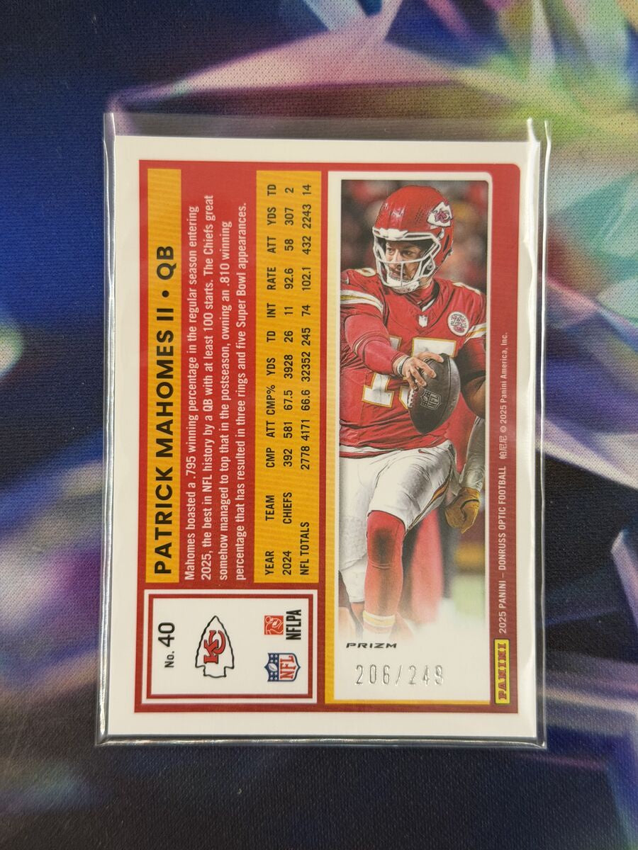 Patrick Mahomes II Blue Prizm Back - 2025 Donruss Optic