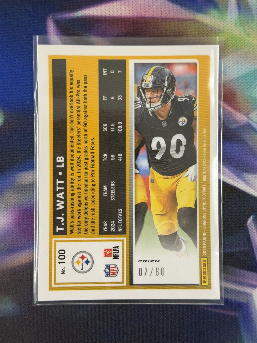 T.J. Watt Purple Prizm Back - 2025 Donruss Optic