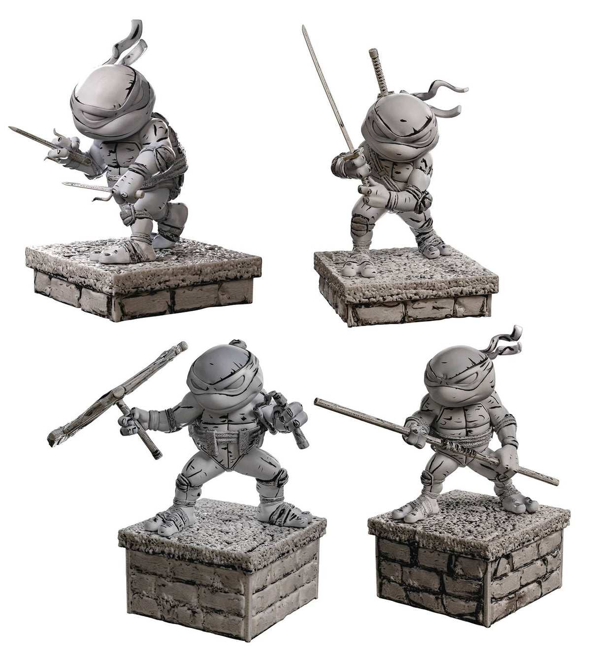 Iron Studios - Teenage Mutant Ninja Turtle -  Minico Black & White 4-Pack SDCC Exclusive (Limited to 1000)