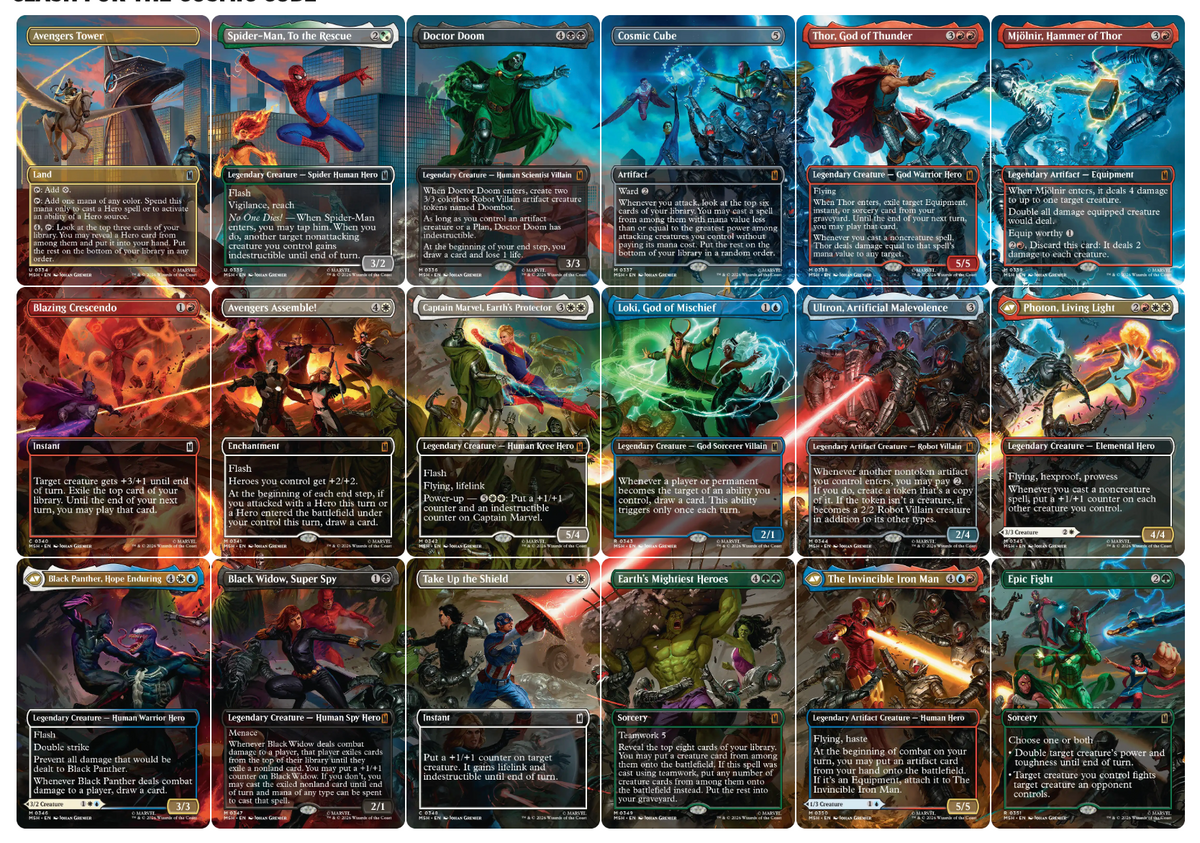 Magic The Gathering Marvel Super Heroes - FOIL Clash for the Cosmic Cube 18 Card Scene Set