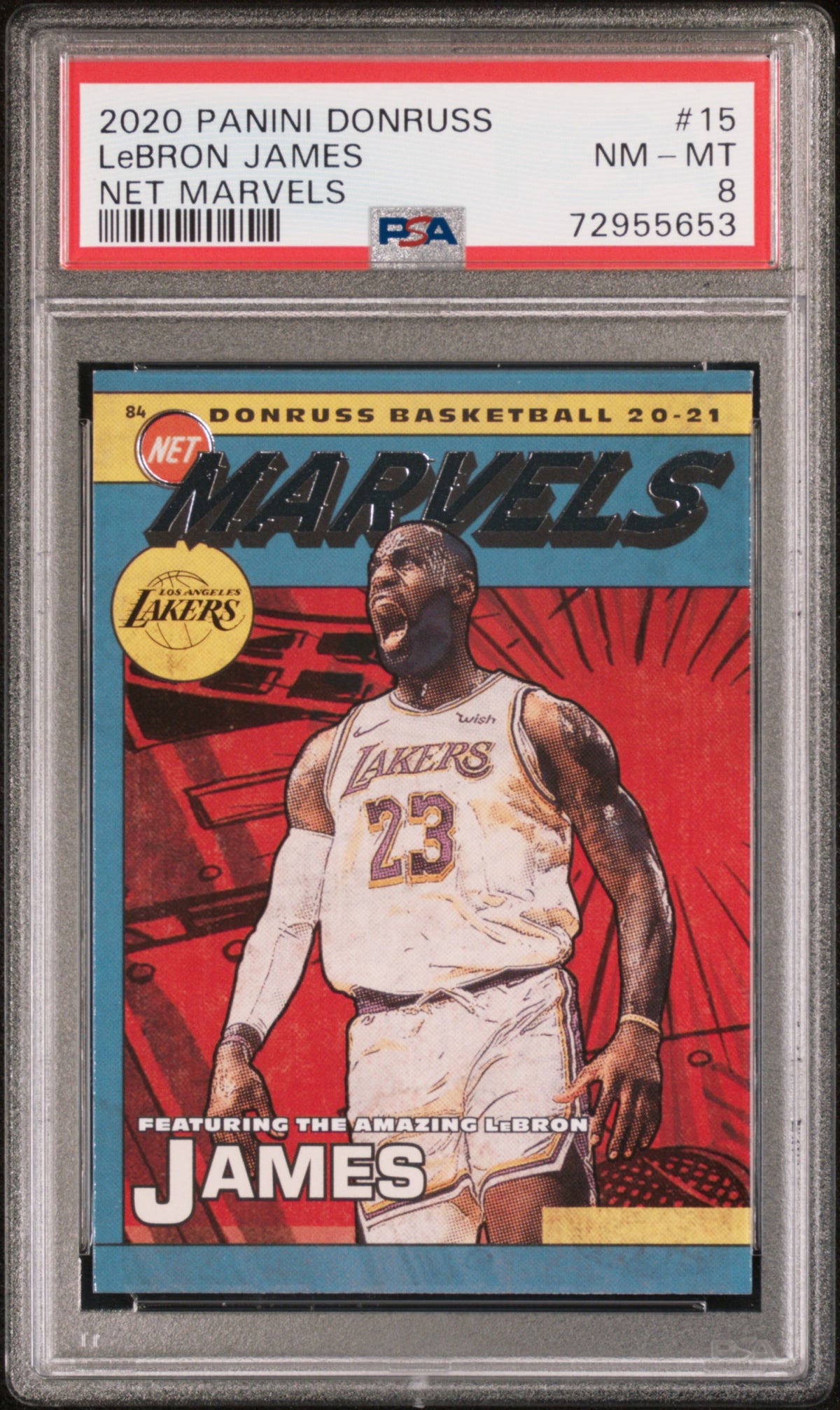 2020 Panini Donruss Net Marvels - LeBron James #15 - PSA 8