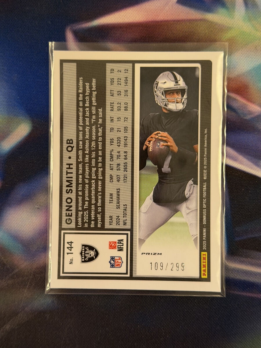 Geno Smith Orange Prizm Back - 2025 Donruss Optic