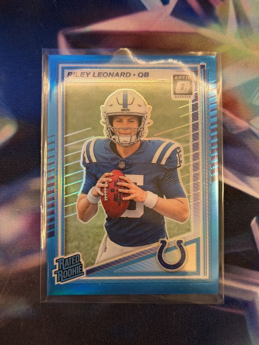 Riley Leonard Rated Rookie Aqua Prizm Front - 2025 Donruss Optic