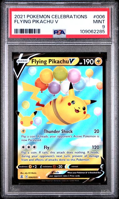 2021 Pokemon Celebrations - PSA 9 Set - Flying Pikachu V #006 + Surfing Pikachu V #008