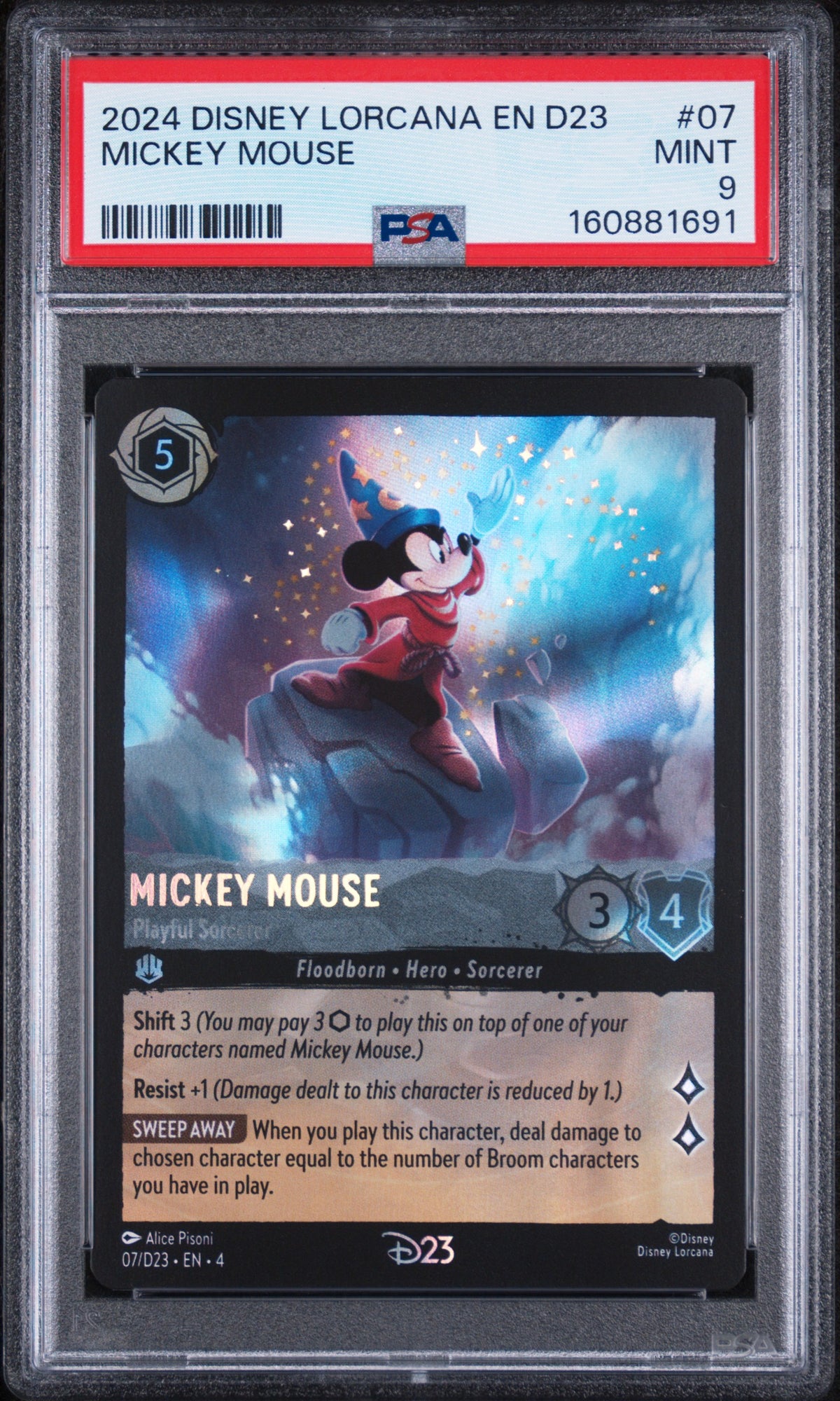 2024 Disney Lorcana EN - D23 Expo Promo - Mickey Mouse, Playful Sorcerer #07 - PSA 9
