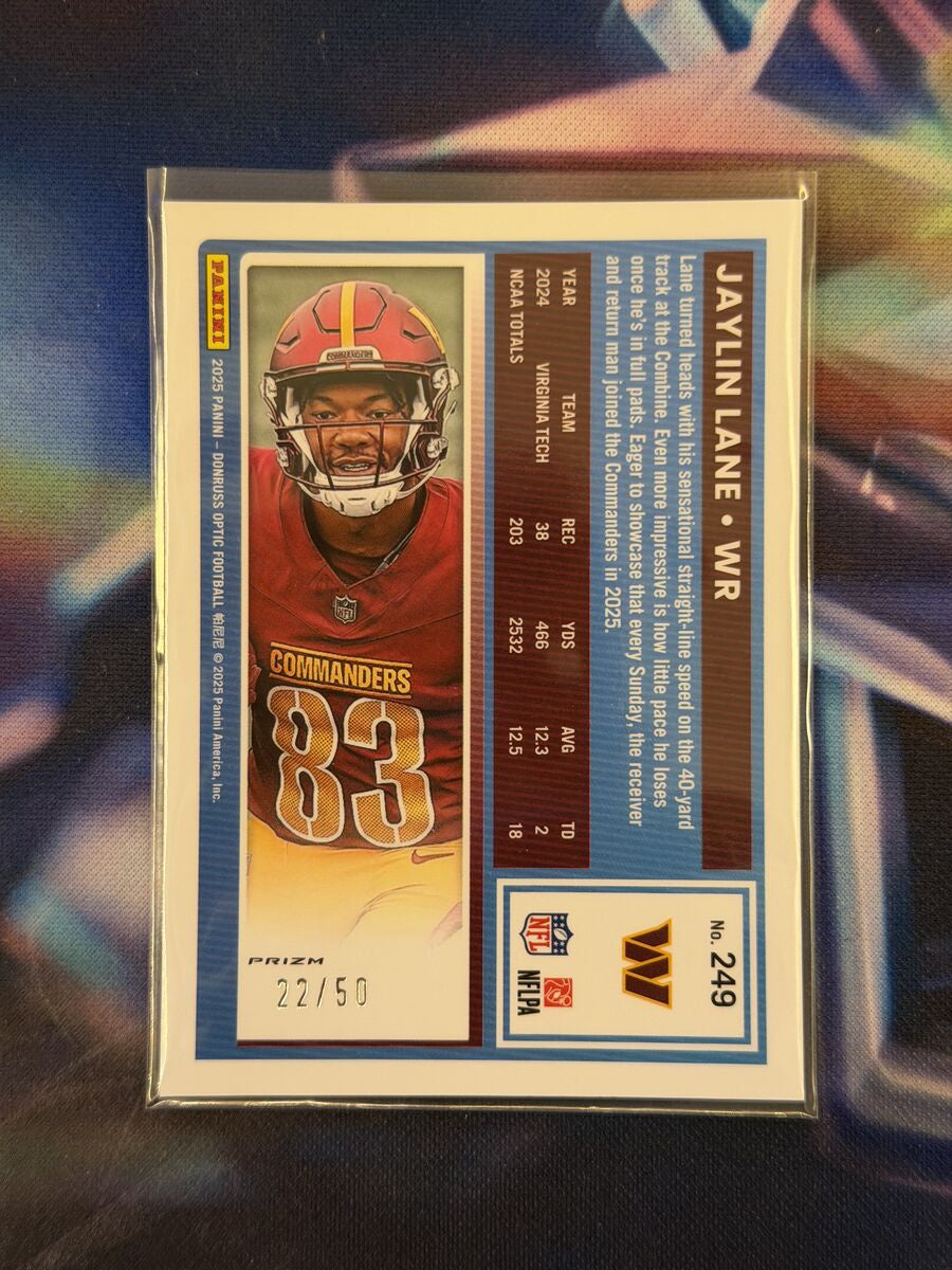 Jaylin Lane Rated Rookie Lime Green Prizm Back - 2025 Donruss Optic