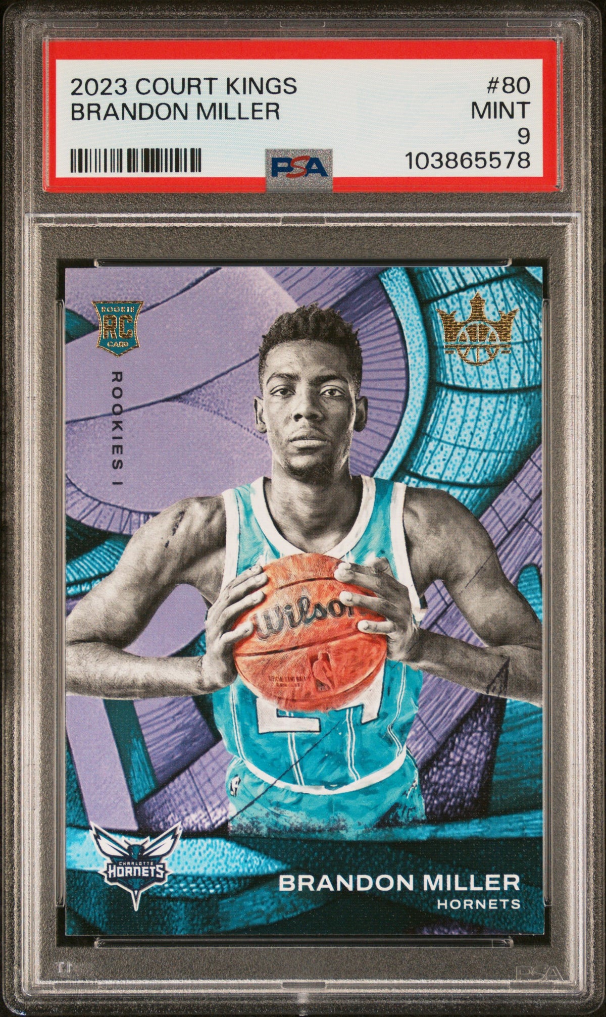 2023 Panini Court Kings -  #80 Brandon Miller Hornets Rookie - PSA Graded Card