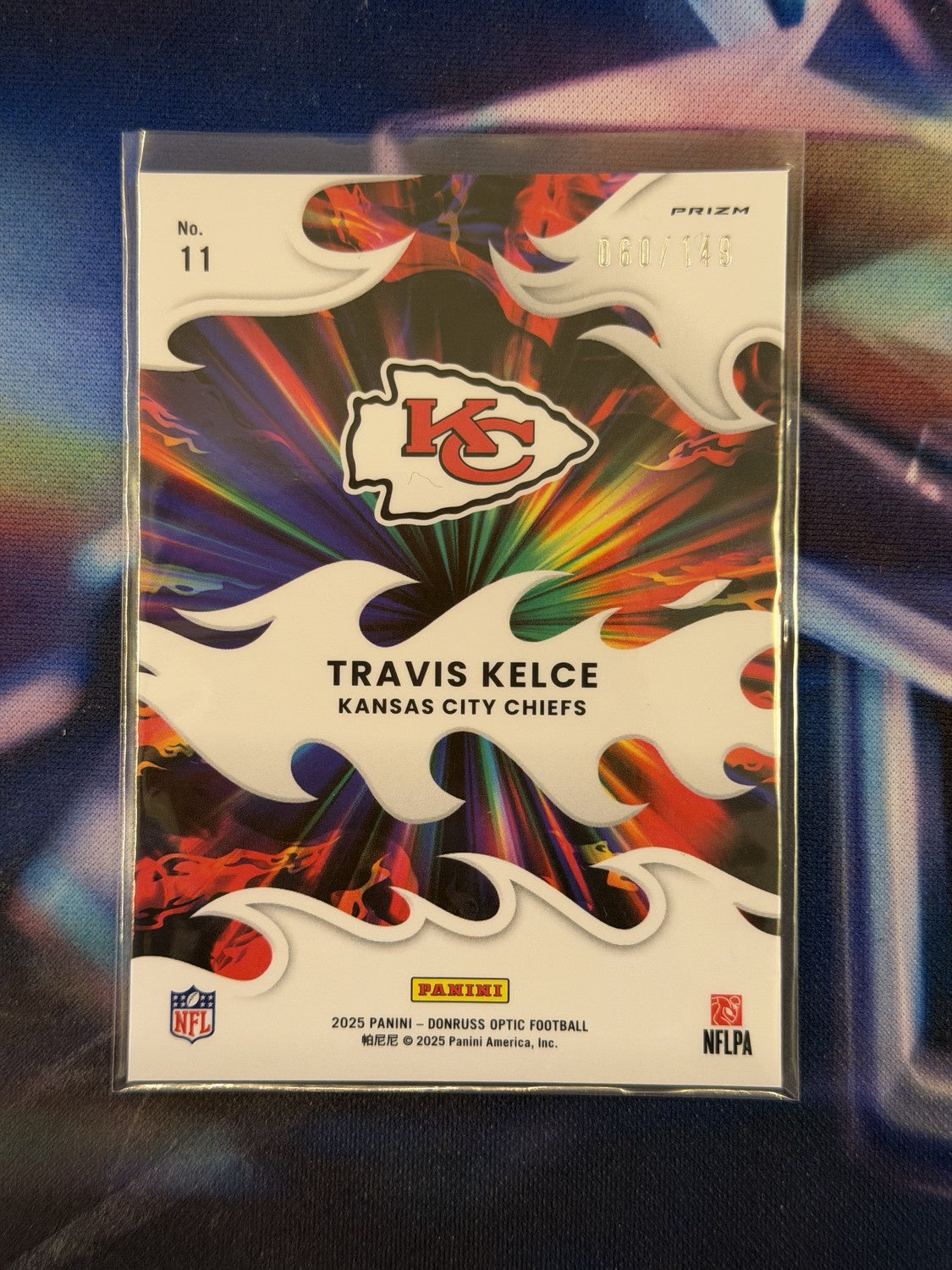 Travis Kelce Light it Up Black Pandora Prizm Back - 2025 Donruss Optic
