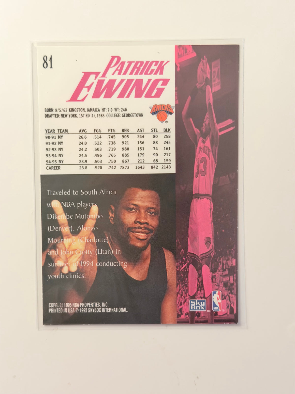 1995 Skybox Skybox — Slammin' Universe - Patrick Ewing - Hot Shot #81 - Raw Ungraded Card
