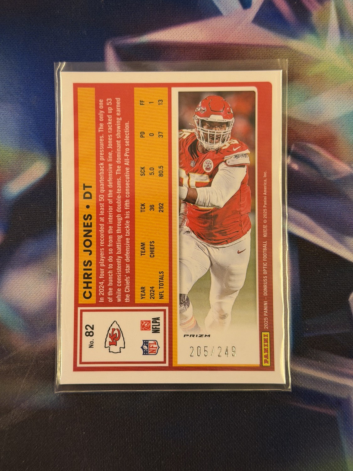 Chris Jones Blue Prizm Back - 2025 Donruss Optic
