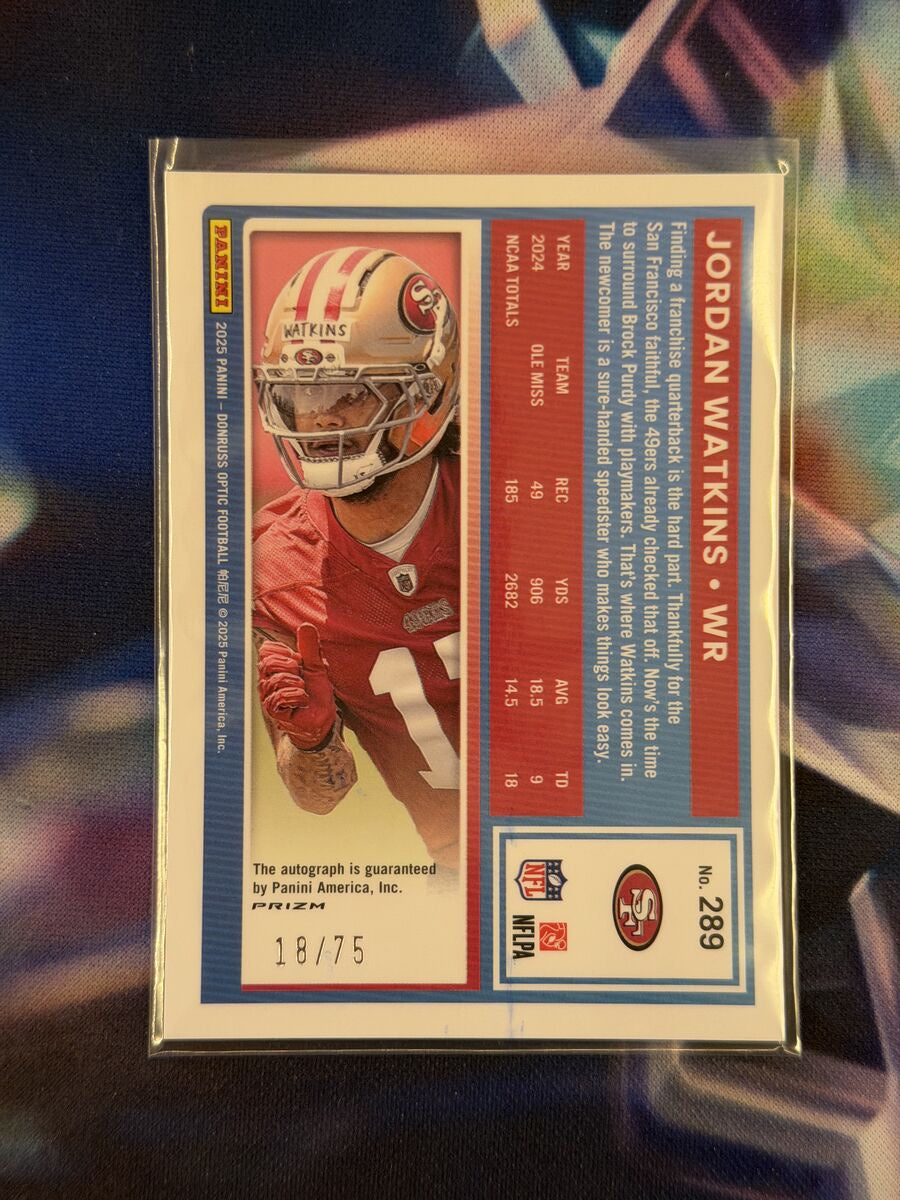 Jordan Watkins Rated Rookie Auto Electricity Prizm Back - 2025 Donruss Optic