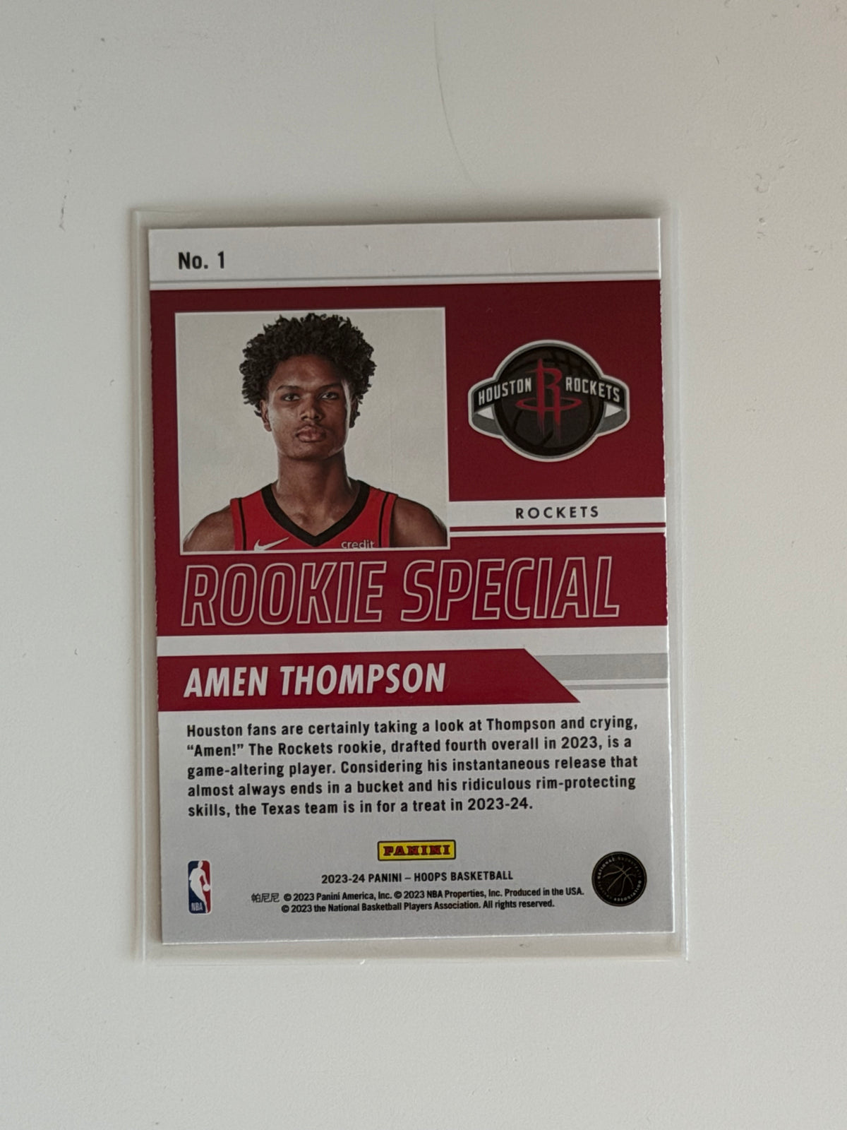 2023 Panini NBA Hoops - Amen Thompson - Rookie Special Holo #1 - Raw Ungraded Card