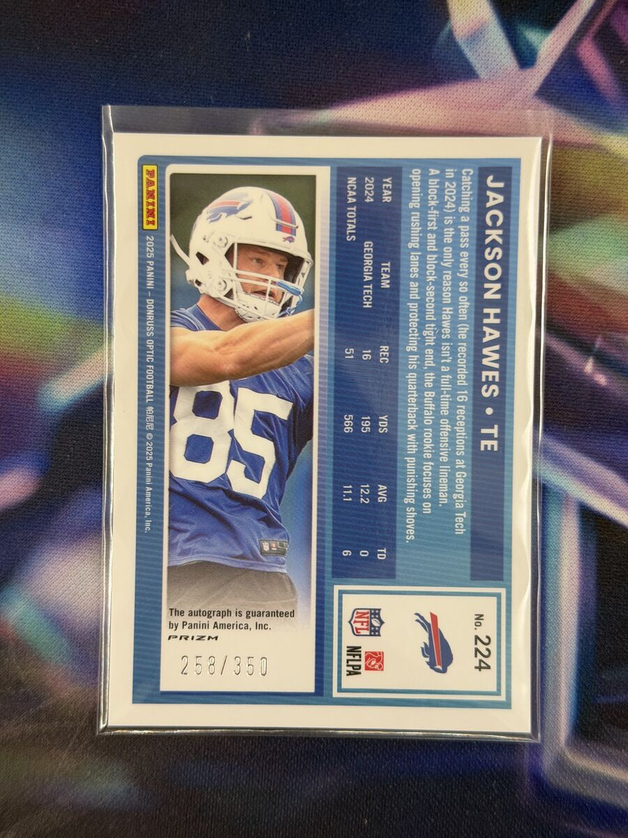 Jackson Hawes Rated Rookie Auto Back - 2025 Donruss Optic