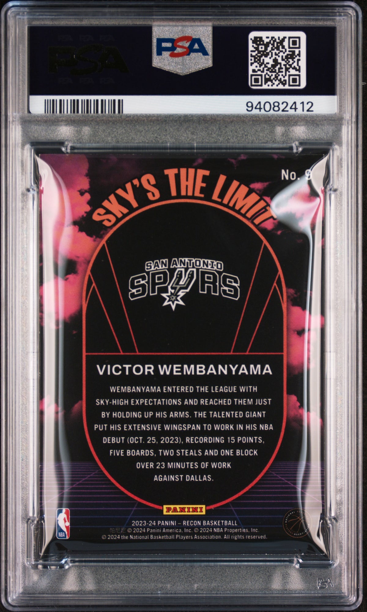 2023 Panini Recon - Victor Wembanyama - Sky's the Limit #9 - PSA Graded Card