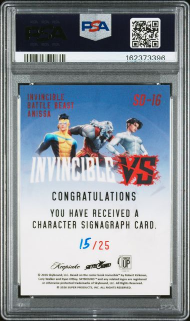 2026 Keepsake Keepsake Invincible vs SDCC - Invincible / Battle Beast / Anissa - Triple Signagraph Blue / 25 #16 - PSA Graded Card