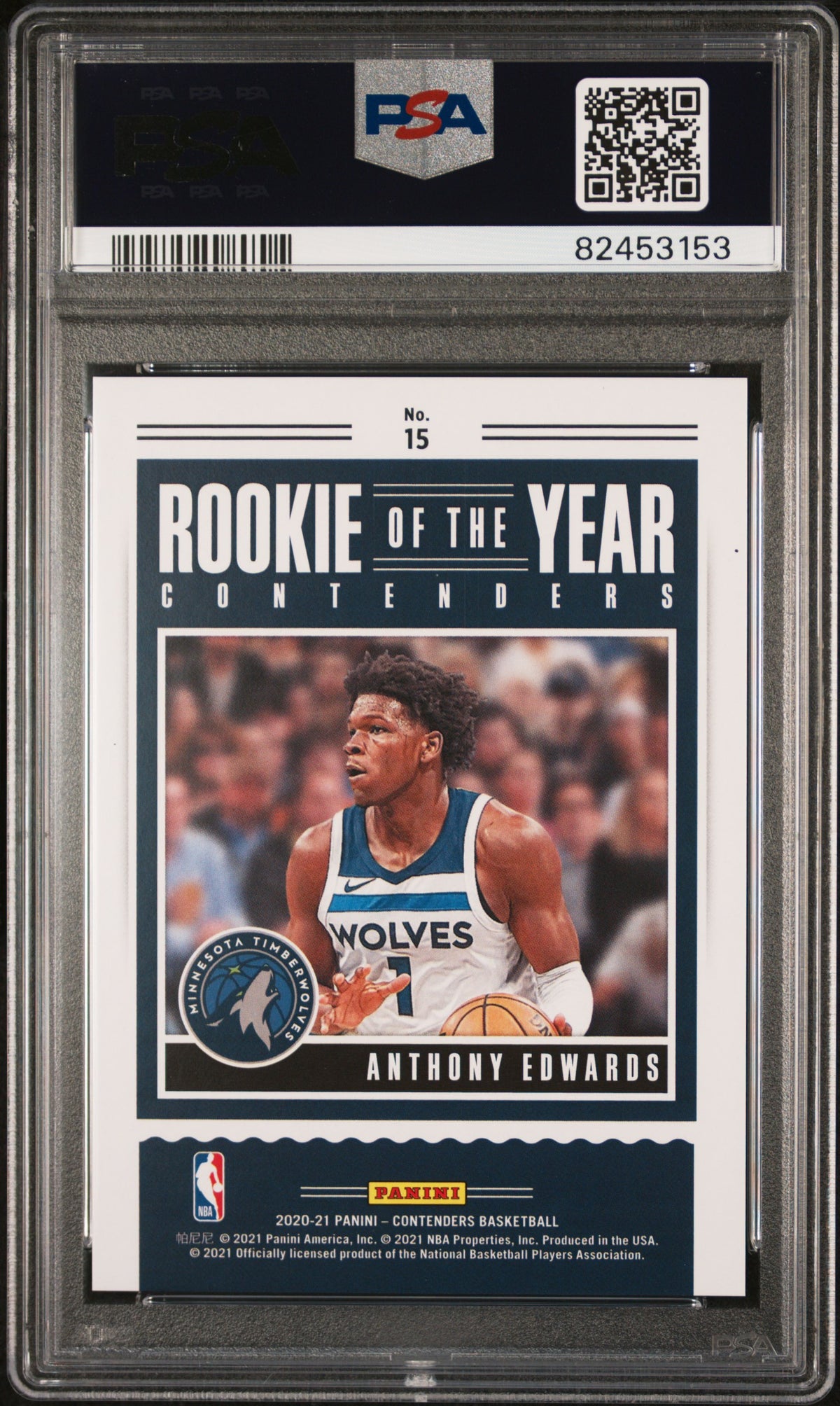 2020 Panini Contenders - Anthony Edwards - Rookie of the Year Contenders #15 - PSA Graded Card