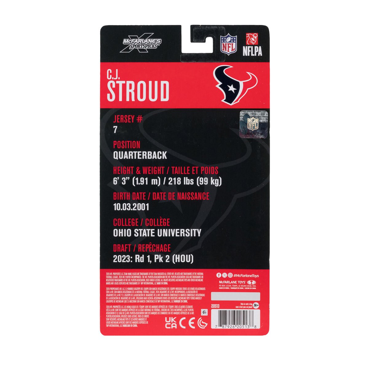 NFL McFarlane's SportsPicks Wave 2 Houston Texans C.J. Stroud 6-Inch Action Figure (PRE-ORDER NOVEMBER 2026)