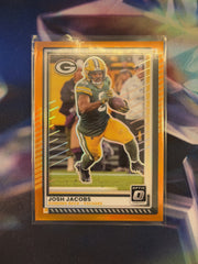 Josh Jacobs Orange Prizm Front - 2025 Donruss Optic