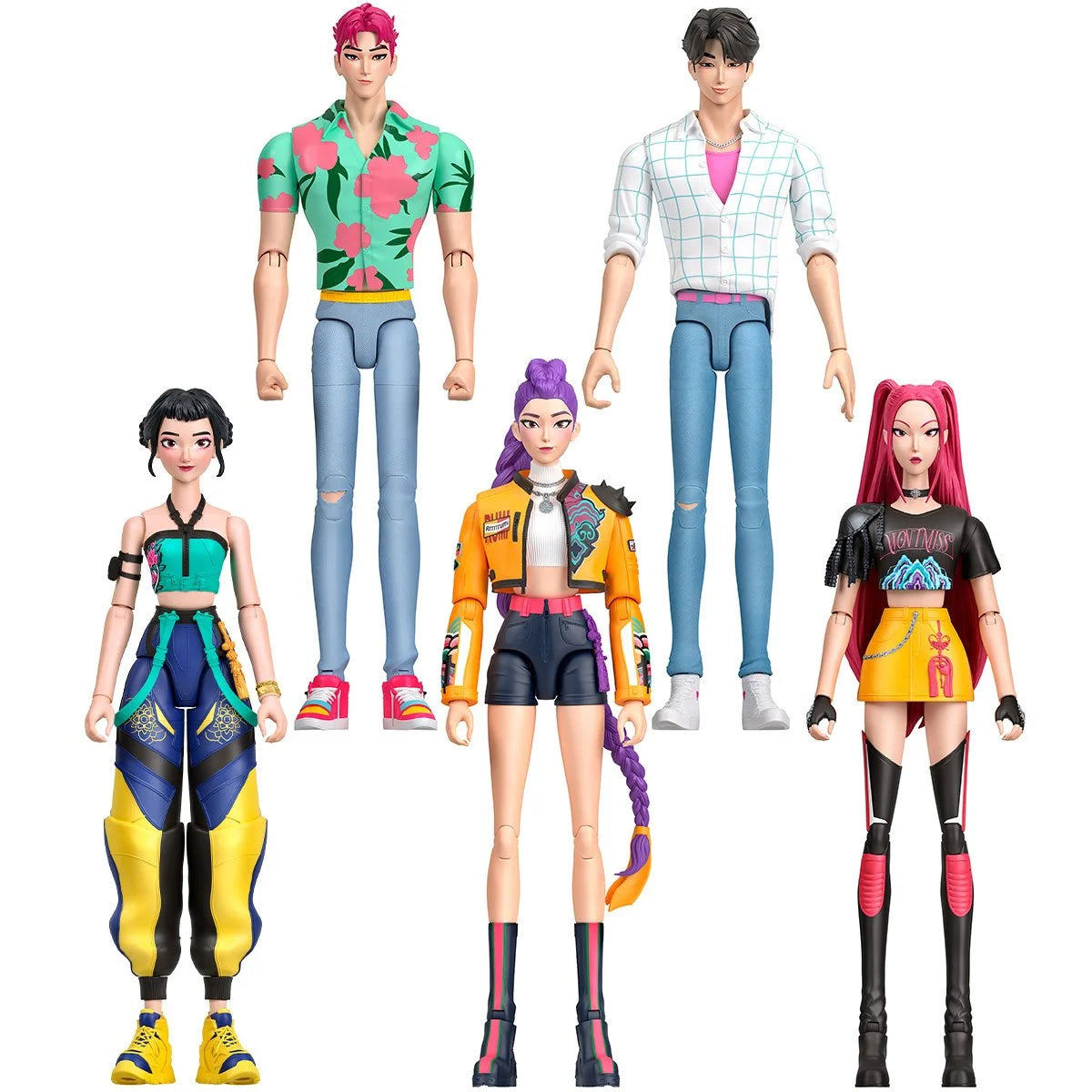Mattel - KPOP Demon Hunters - Core Action Figure - Complete Set of 5 (Zoey, Mira, Rumi, Jinu, Abby)