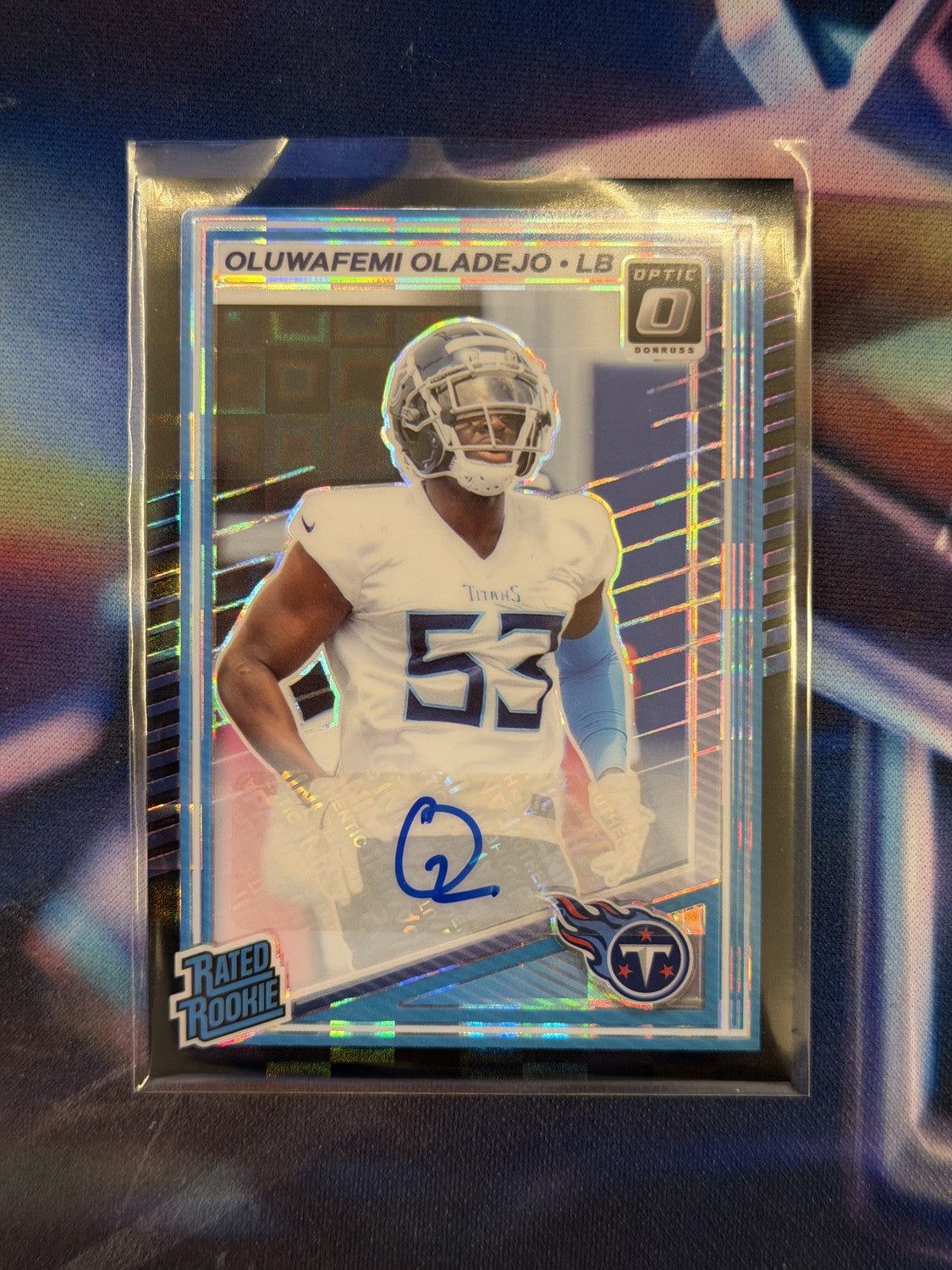 Oluwafemi Oladejo Rated Rookie Auto Black Pandora Front - 2025 Donruss Optic