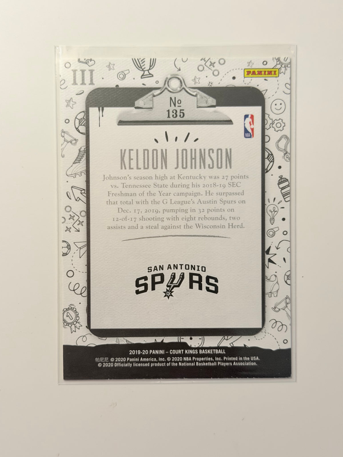 2019 Panini Court Kings - Keldon Johnson - #135 - Raw Ungraded Card