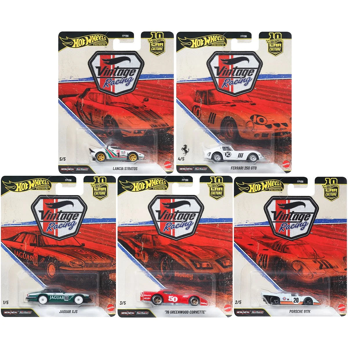Hot Wheels Premium - Car Culture 2026 Mix 5 - Vintage Racing - Complete Set of 5