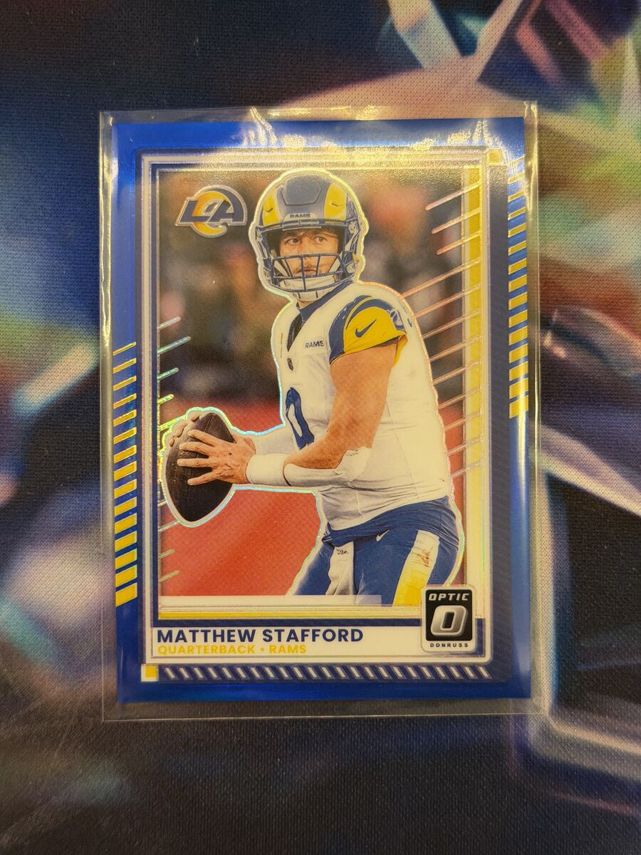 Matthew Stafford Blue Prizm Front - 2025 Donruss Optic