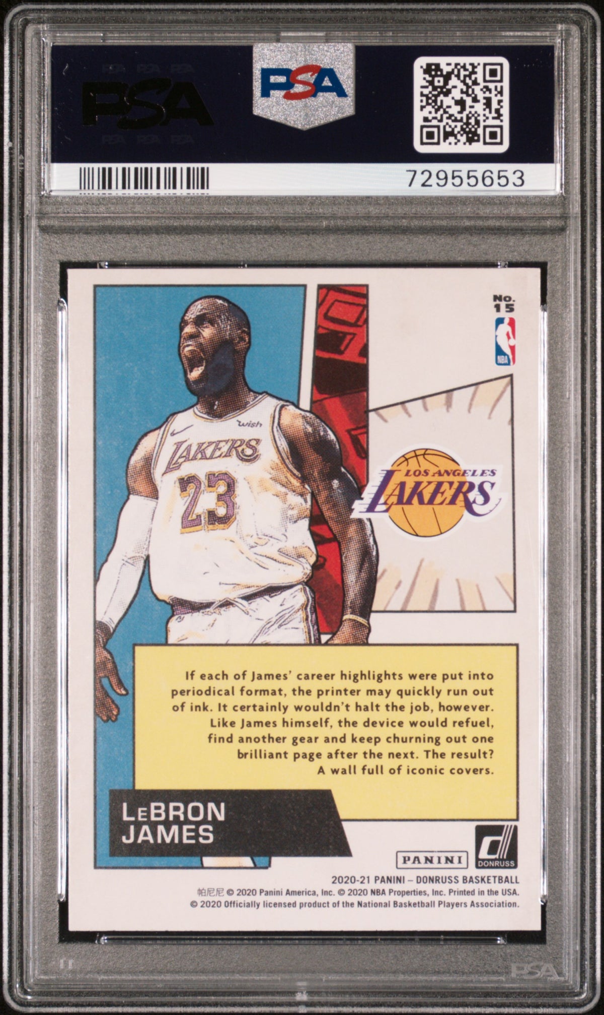 2020 Panini Donruss Net Marvels - LeBron James #15 - PSA 8