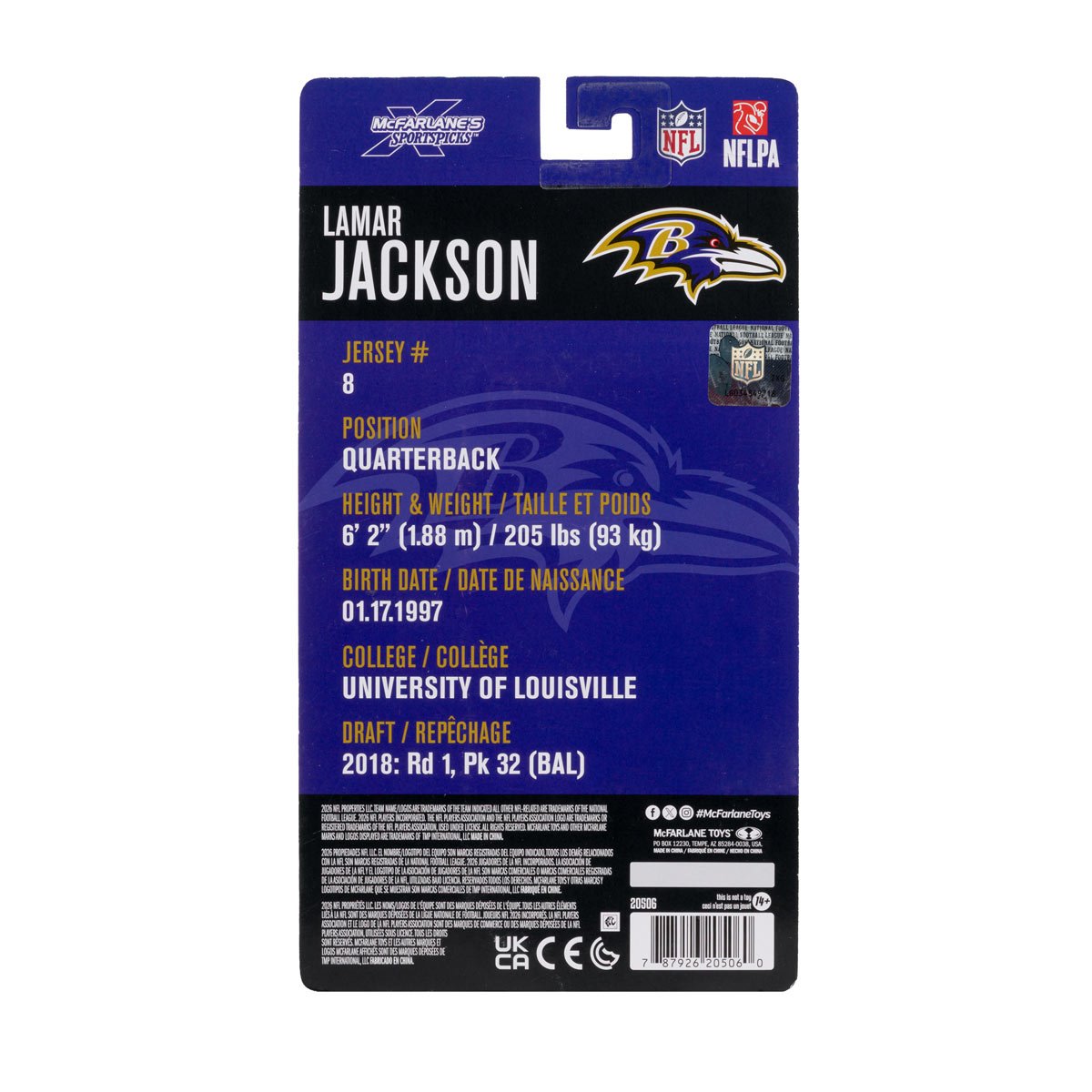 NFL McFarlane's SportsPicks Wave 2 Baltimore Ravens Lamar Jackson 6-Inch Action Figure (PRE-ORDER NOVEMBER 2026)