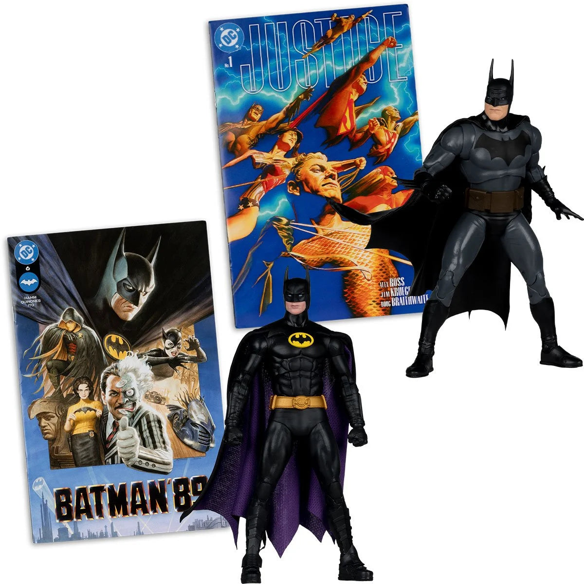 Mcfarlane DC Direct - Batman 1989 + Batman Justice Page Punchers - Set of 2 Action Figure with Comic Book