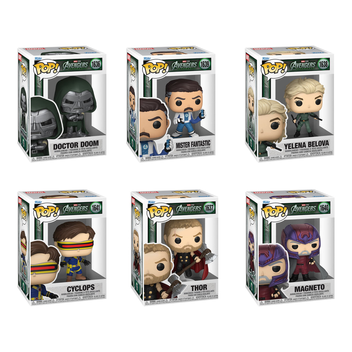 Funko Marvel - Avengers: Doomsday Wave 1 Complete Set of 6 - Doctor Doom, Thor, Mister Fantastic, Yelena, Cyclops, Magneto