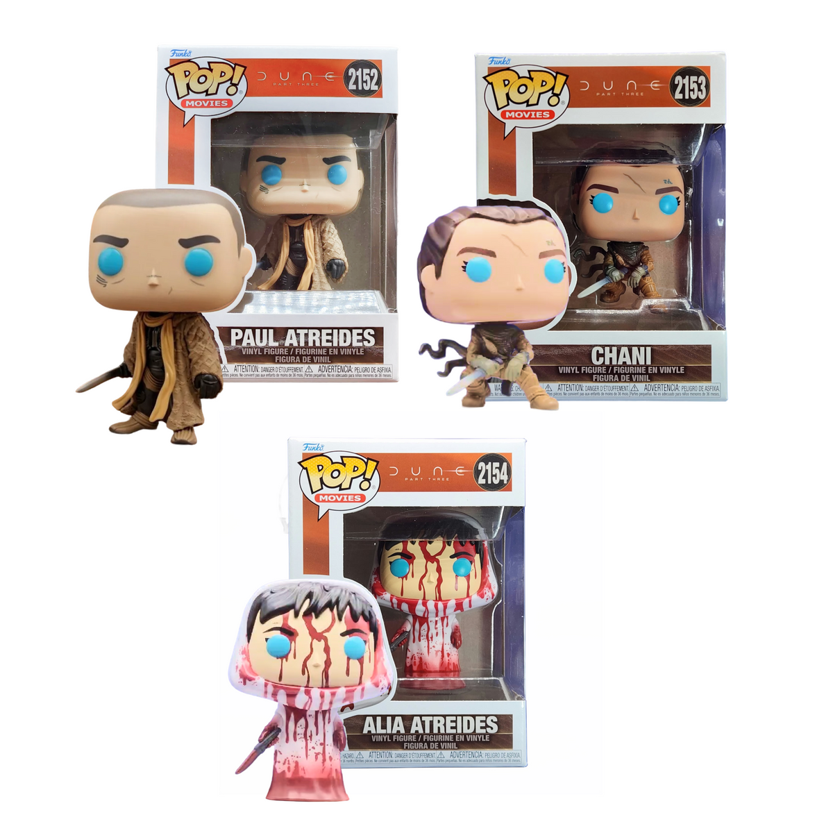 Funko Movies: Dune Part Three - Wave 1 Set of 3 - Paul Atreides #2152, Chani #2153, Alia Atreides #2154 (PRE-ORDER OCT 2026)