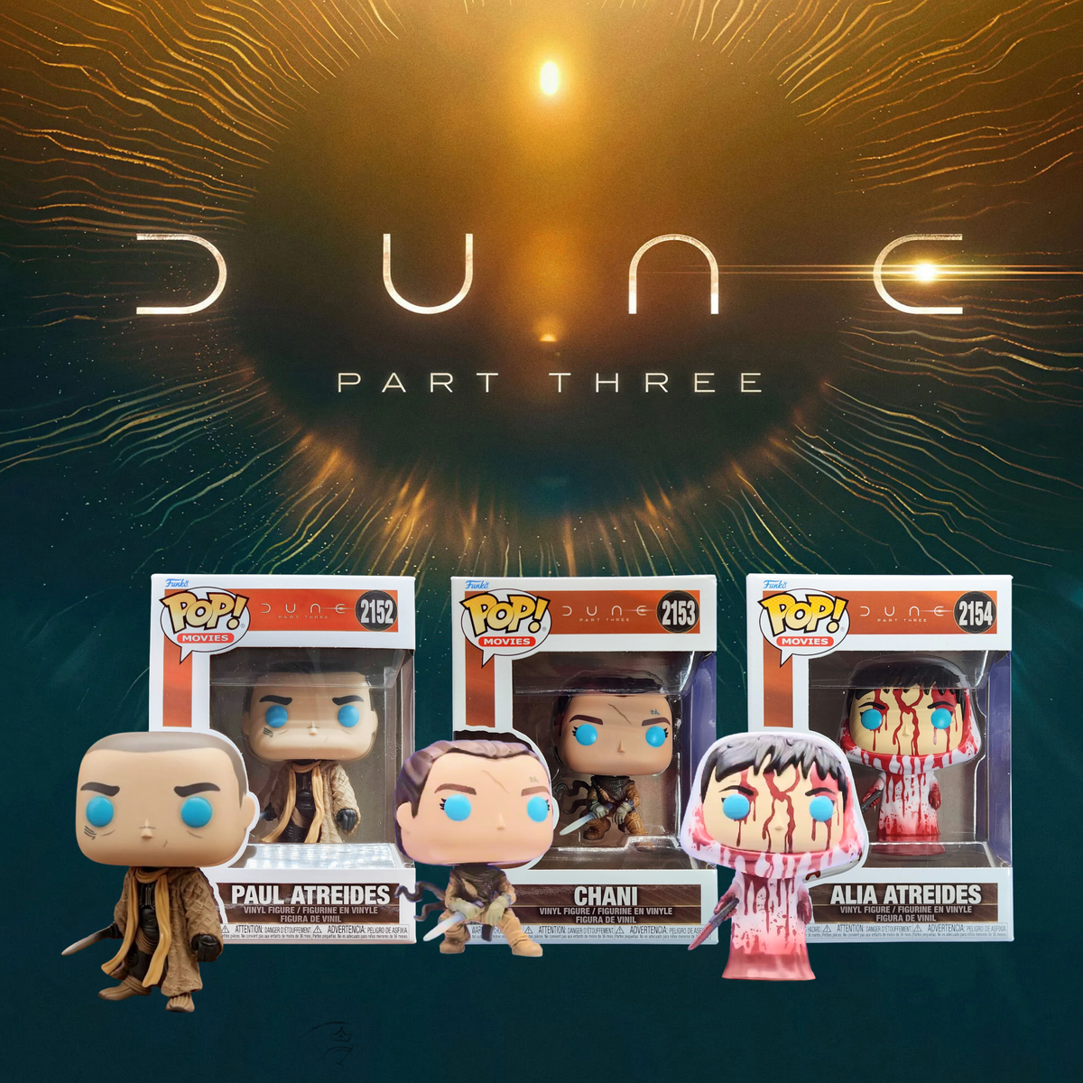 Funko Movies: Dune Part Three - Wave 1 Set of 3 - Paul Atreides #2152, Chani #2153, Alia Atreides #2154 (PRE-ORDER OCT 2026)
