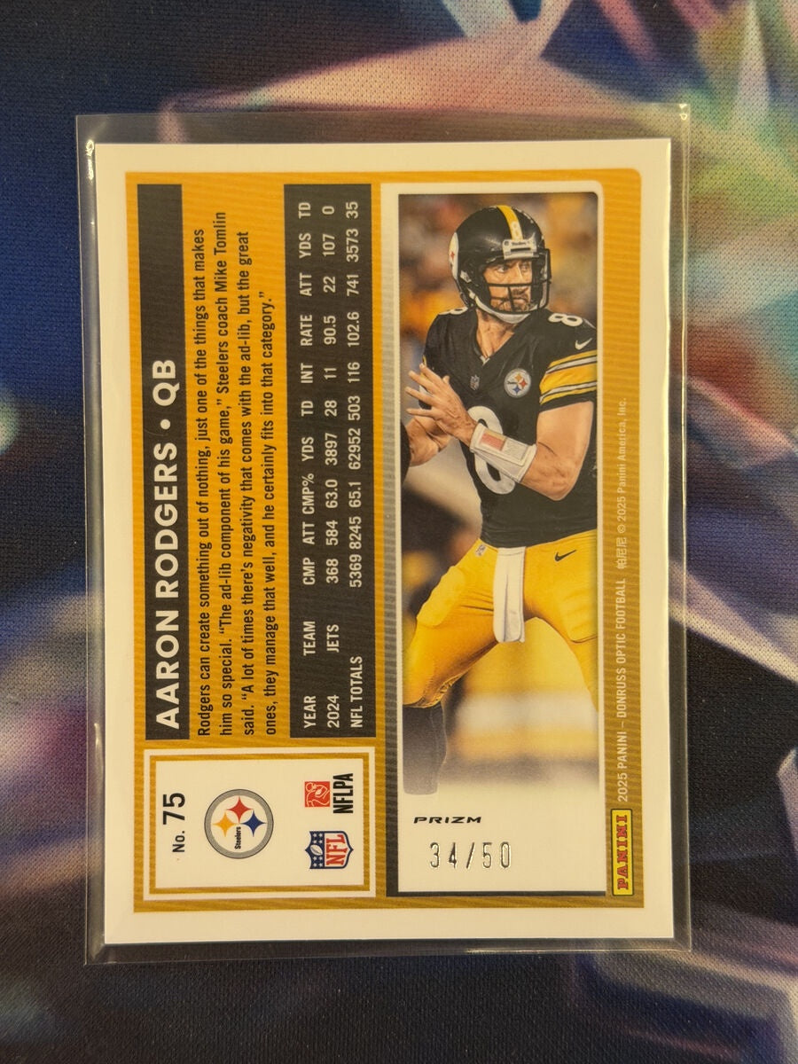 Aaron Rodgers Lime Green Prizm Back - 2025 Donruss Optic