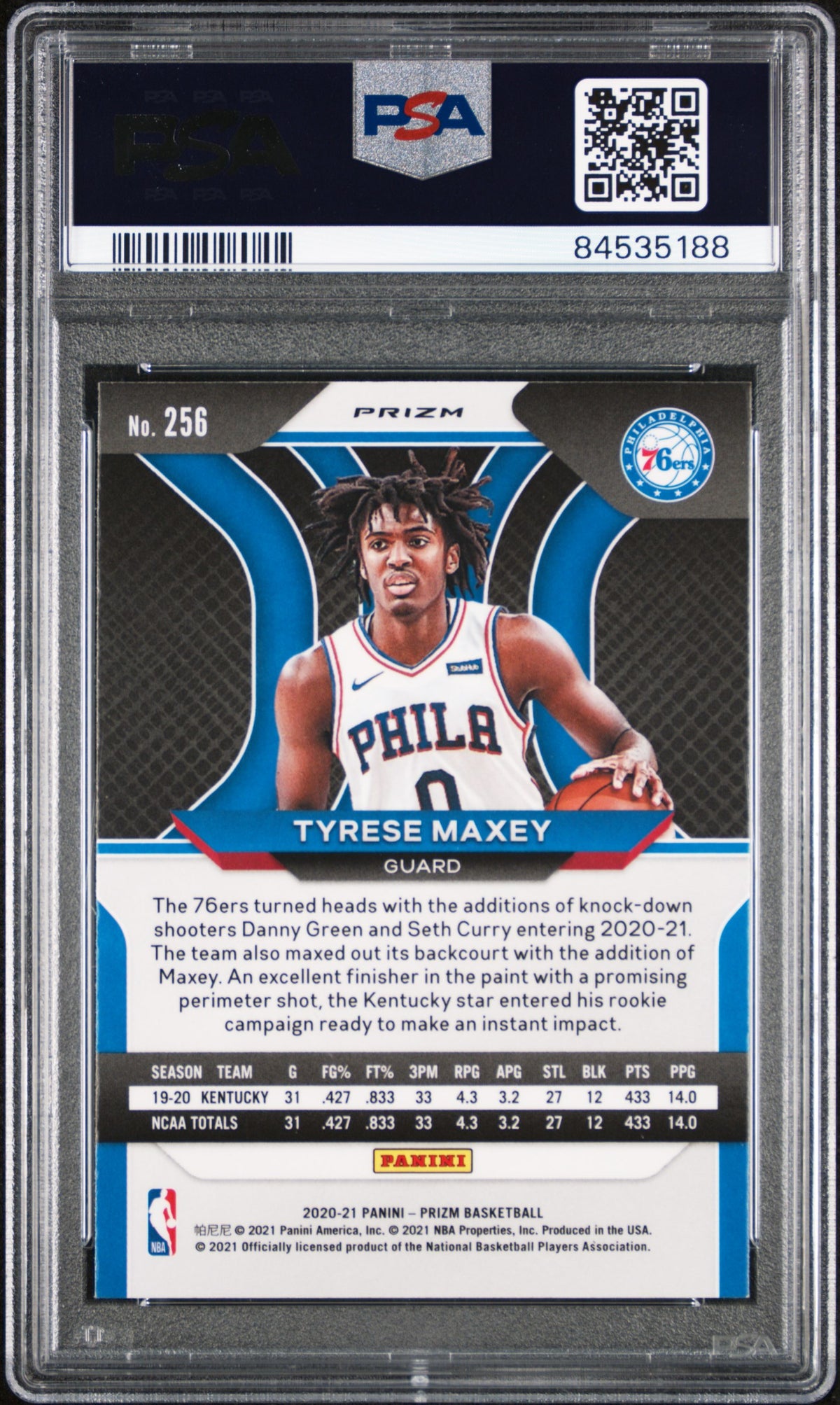 Tyrese Maxey PSA 8 Back - Cert #84535188