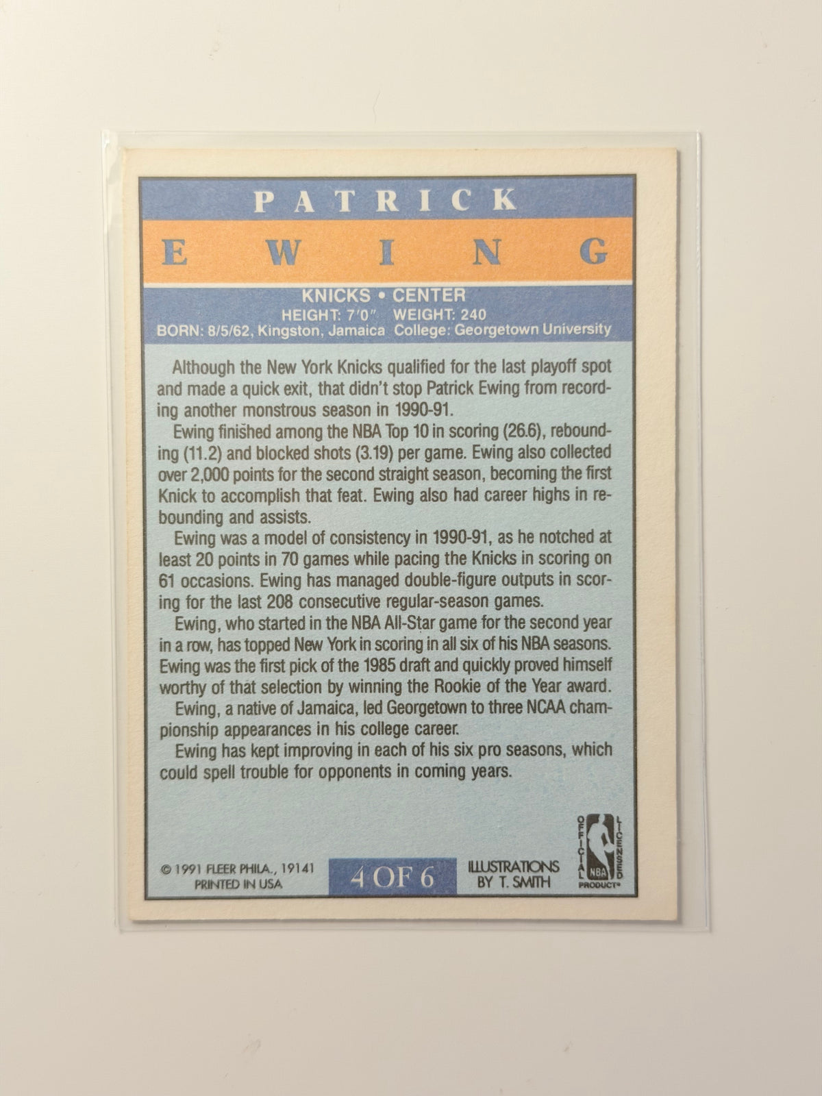 1991 Fleer Fleer - Patrick Ewing - Pro Visions #4 OF 6 - Raw Ungraded Card