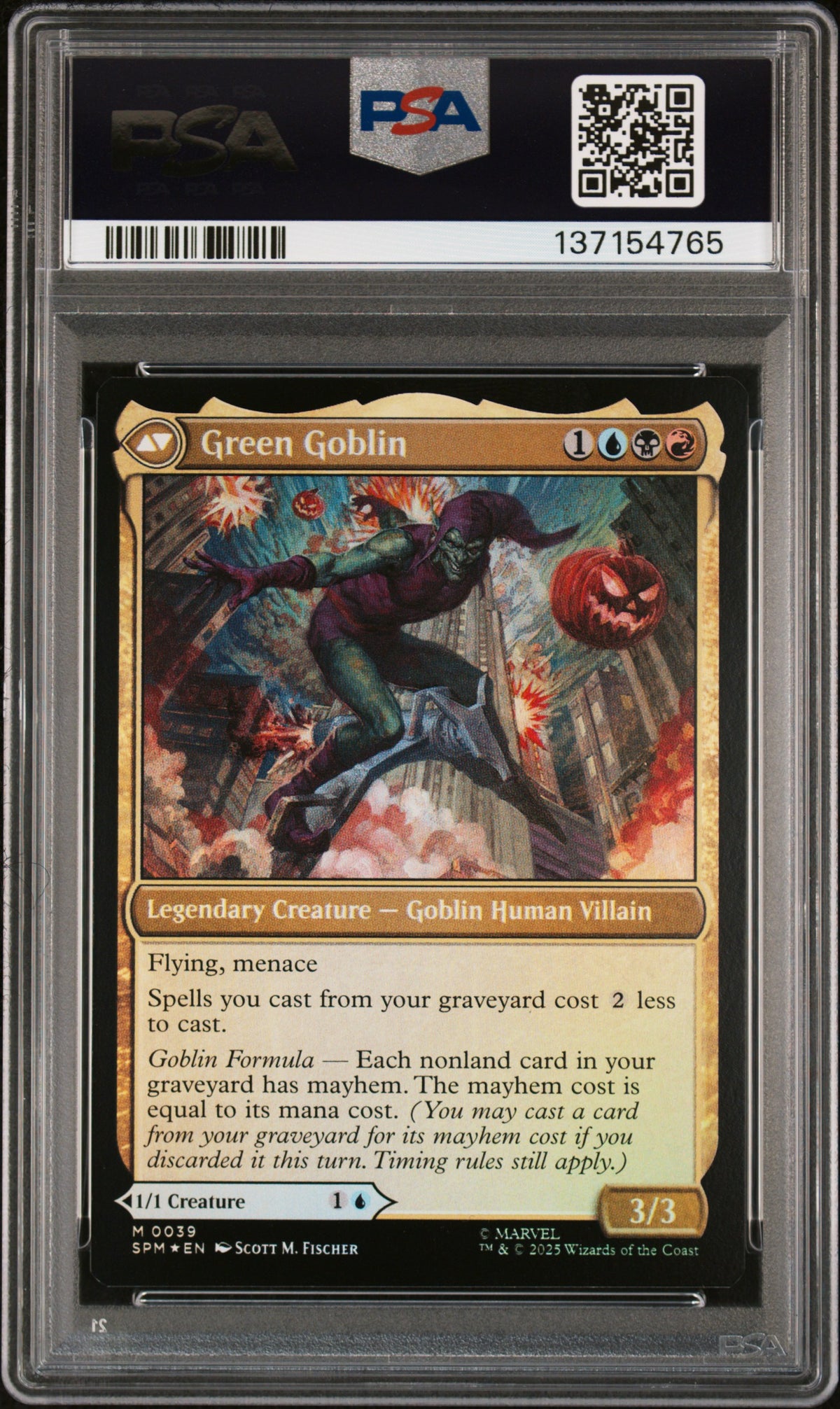 Magic The Gathering Marvel's Spider-Man Norman Osborn / Green Goblin Double Sided #0039 PSA 10