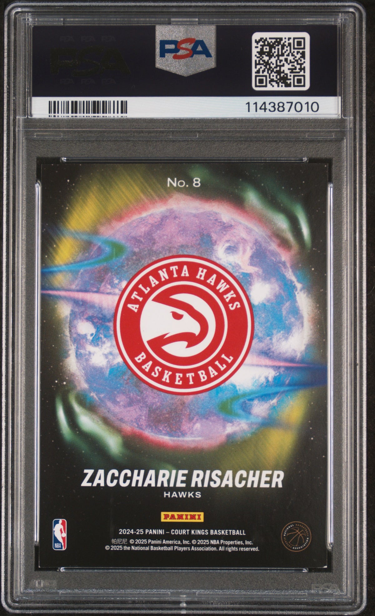 2024 Panini Court Kings Aurora #8 - Zaccharie Risacher PSA 7.5 Back - Cert #114387010