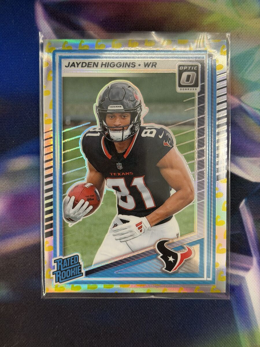 Jayden Higgins Rated Rookie Flex Prizm Front - 2025 Donruss Optic