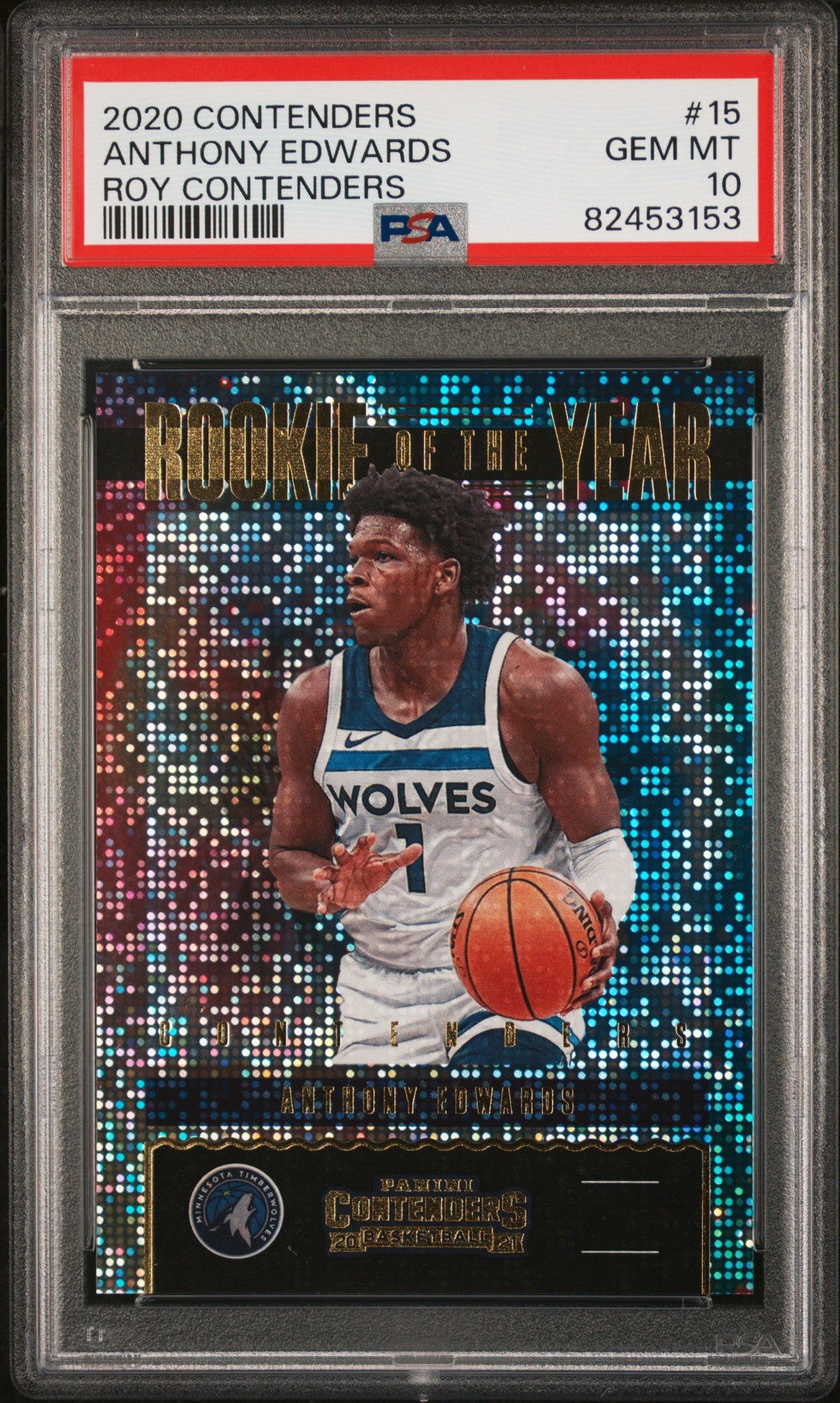 2020 Panini Contenders - Anthony Edwards - Rookie of the Year Contenders #15 - PSA Graded Card