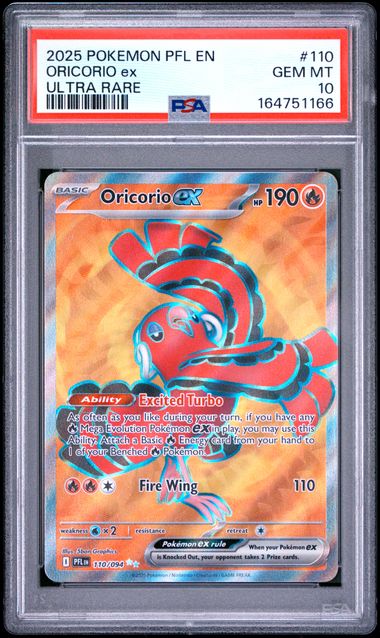 2025 Pokemon Phantasmal Flames - Oricorio Ex - Ultra Rare #110 - PSA Graded Card