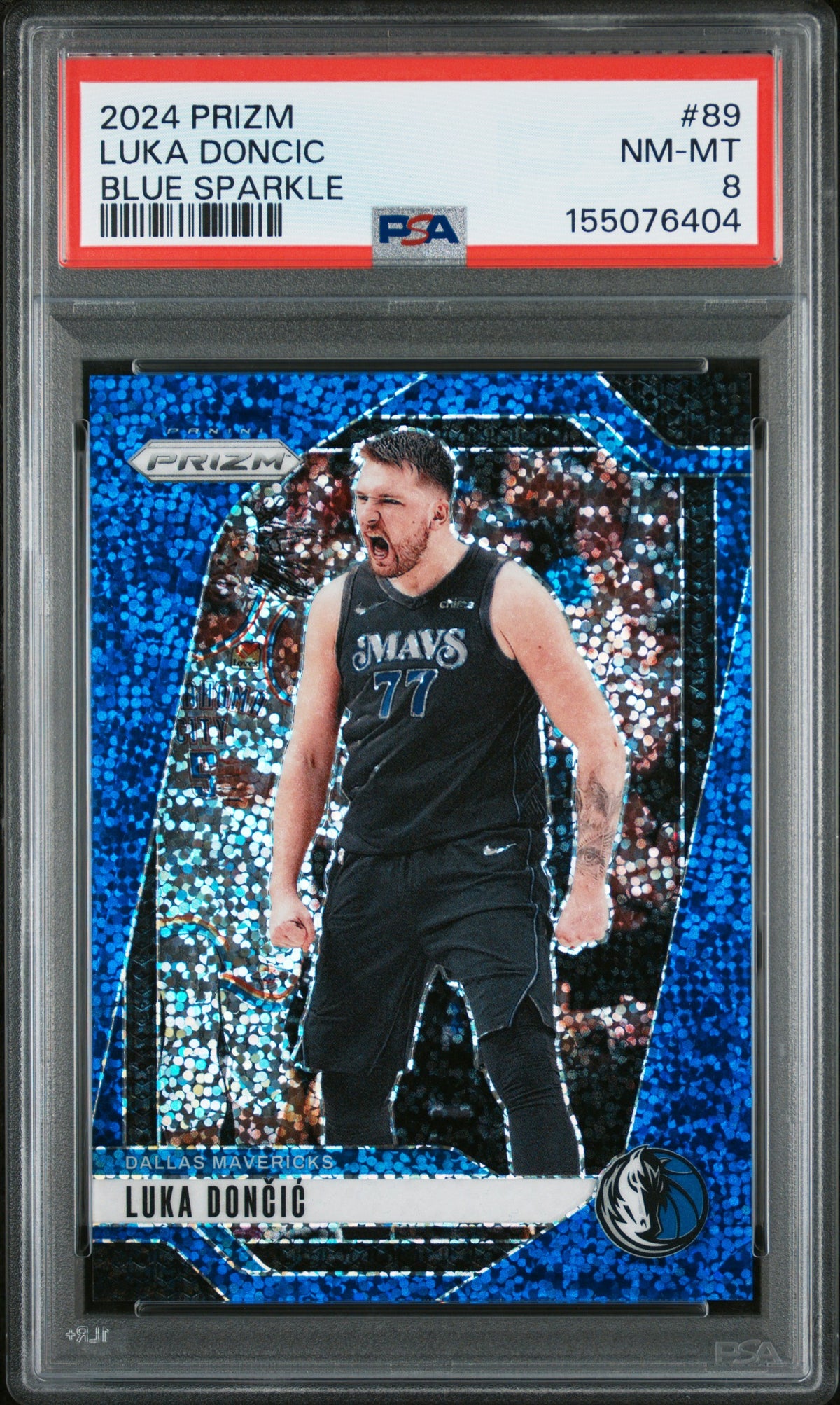 2024 Panini Prizm - Luka Doncic - Blue Sparkle Limited to /144 #89 - PSA Graded Card