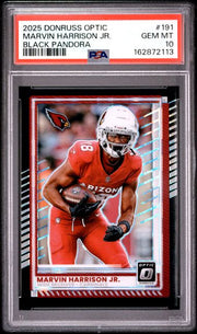 2025 Panini Donruss Optic Panini Donruss Optic - Marvin Harrison Jr. - Black Pandora Limited to /25 #191 - PSA Graded Card
