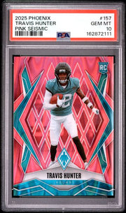 2025 Panini Phoenix Panini Phoenix - Travis Hunter - Pink Seismic Limited to /75 Rookie Card #157 - PSA Graded Card